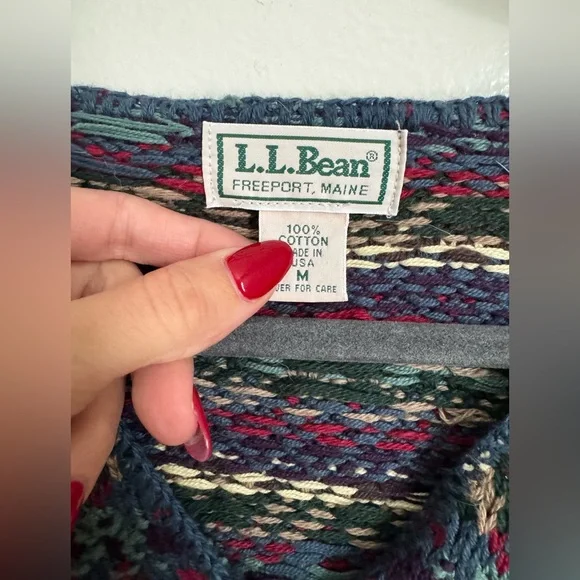 Vintage ll Bean Rare Grandpa Y2K 90s Button Up Cotton Sweater M - Picture 2 of 4